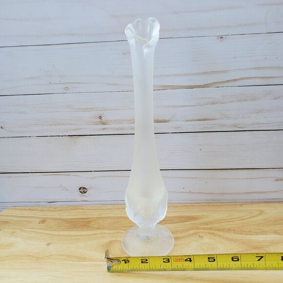Vintage Fenton Satin Frosted Glass Swung Bud Vase Water Lily Approx 10 inch tall - Picture 6 of 11